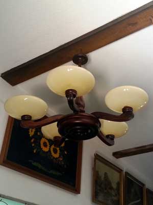 Holzlampe fünfarmig